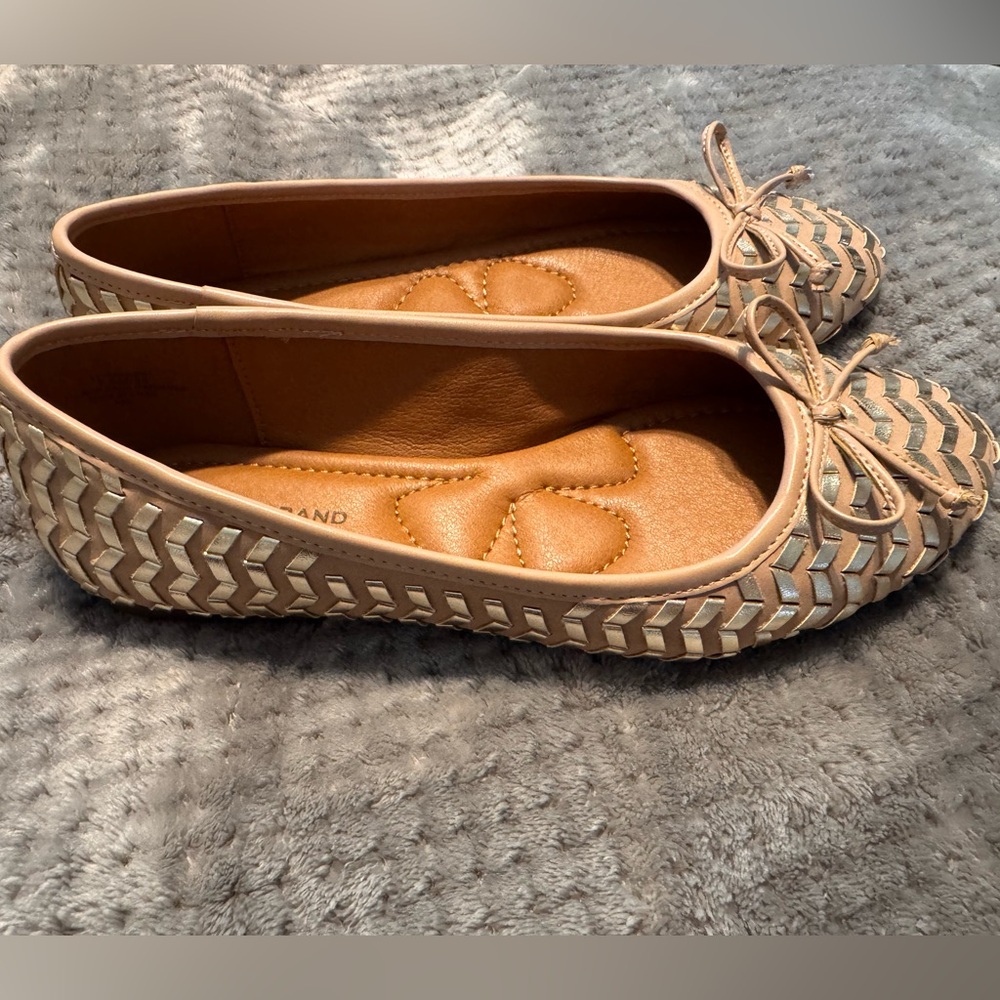 Lucky Brand Sargena Ballet Flats Women's Gold/Beige Size 7.5M/38